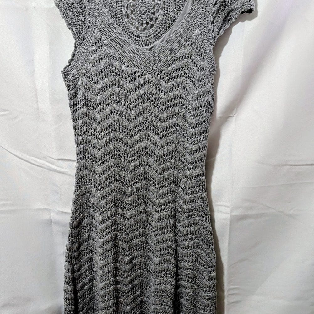Athleta Charcoal Crochet Knit Top